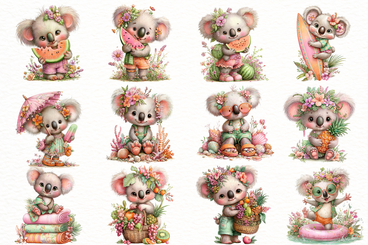 Whimsical summer koala Clipart, an Illustration by Designworld (Photo 2 of 7)