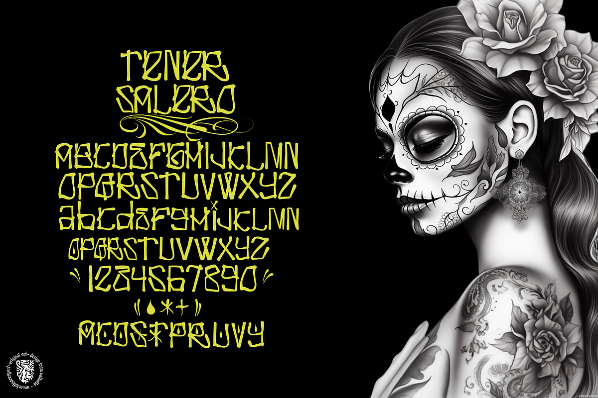 Tener Salero, custom tattoo letters, a Handwritten Font by Studio.Valhalla (Photo 4 of 5)