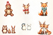 Winter Animal Friends Clipart, an Illustration by CrexoraLab (Thumbnail 2 of 5)