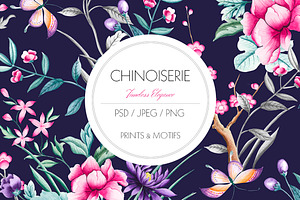 Chinoiserie, Hand Painted Prints.