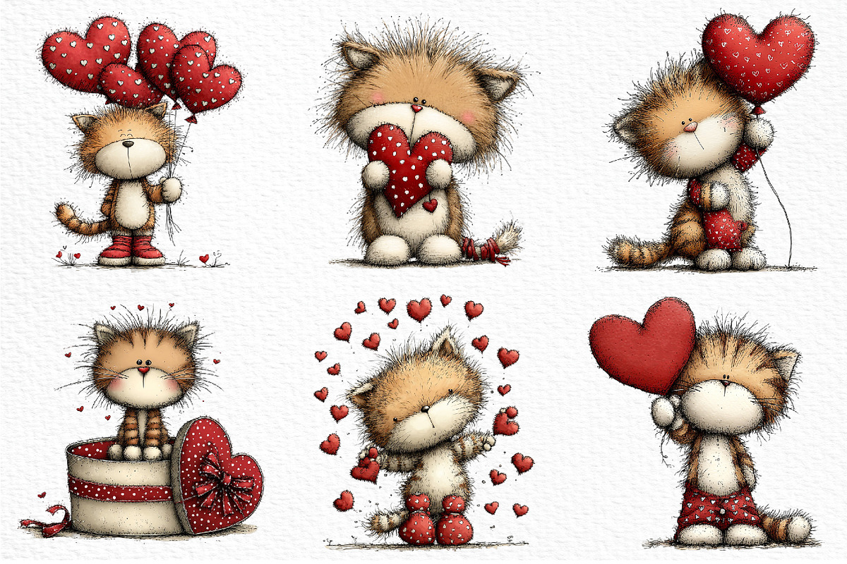 Valentine's Day Orange Cat Clipart, an Illustration by Craft Nest (Photo 6 of 11)
