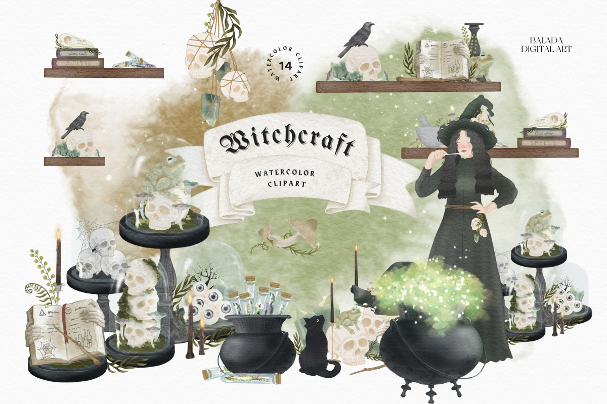 Halloween Witch clipart bundle, an Illustration by Balada Digital Art (Photo 15 of 22)