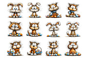 Whimsical easter cats clipart, an Illustration by SinaCreation (Thumbnail 2 of 11)