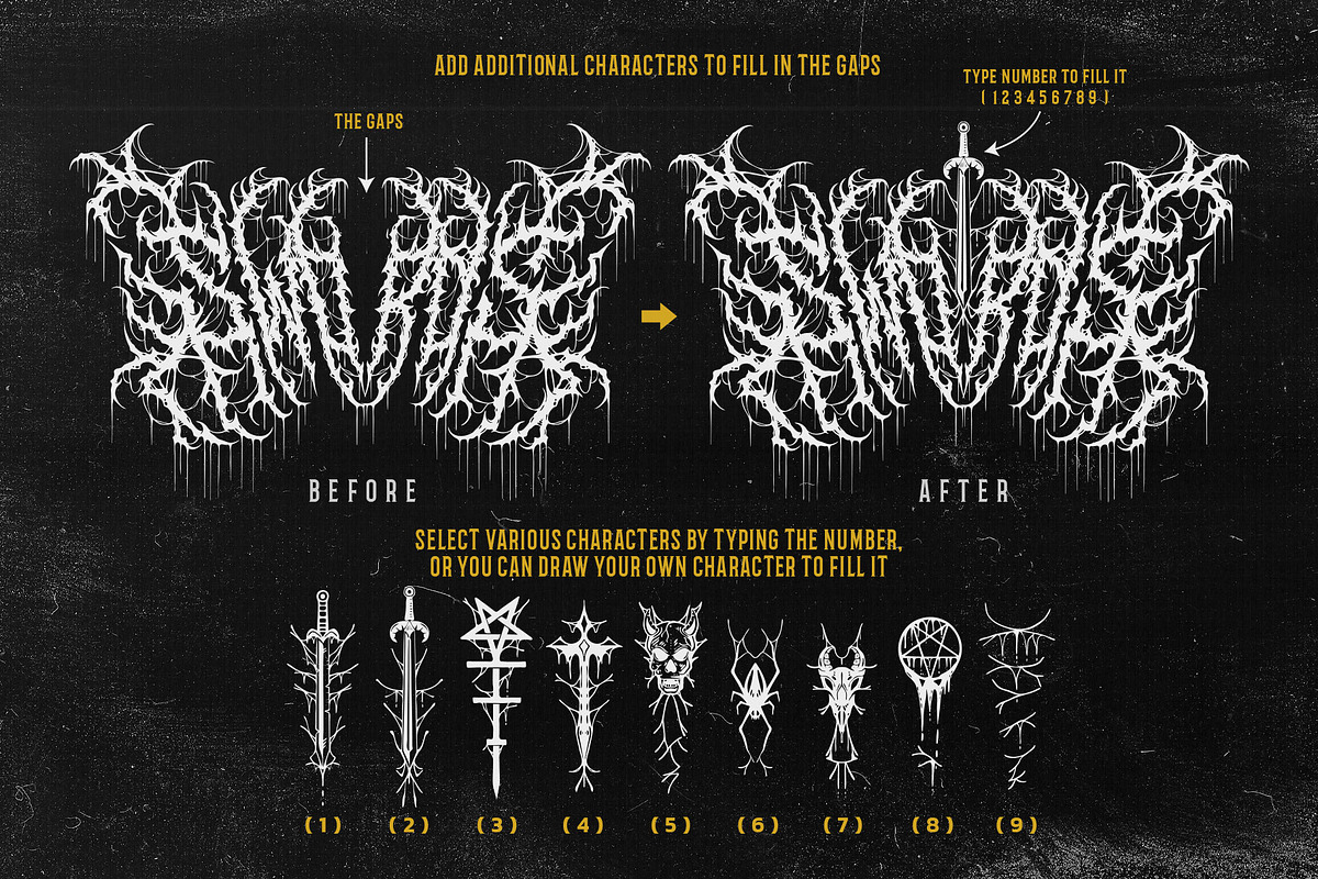GOATHAM DEATH METAL FONT, a Blackletter Font by Fonday Studio (Photo 13 of 17)