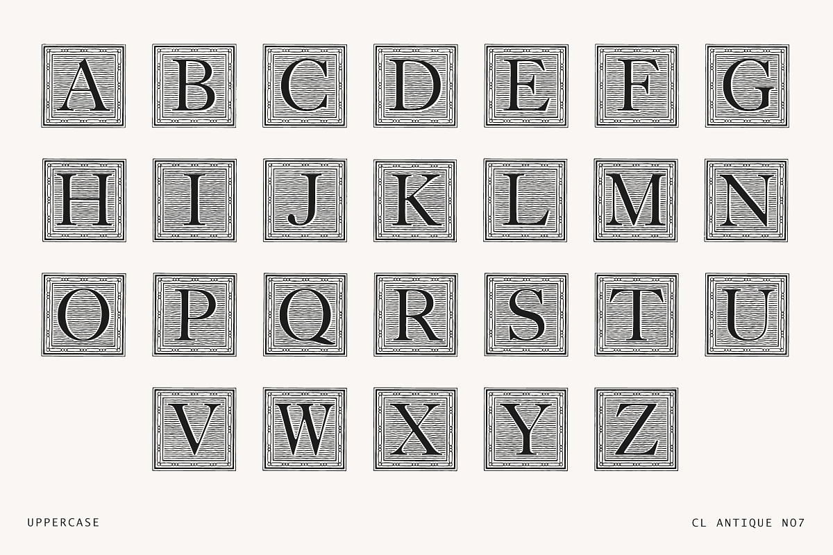 Striped Woodblock Border Font - No07, a Serif Font by Century Library (Photo 3 of 5)