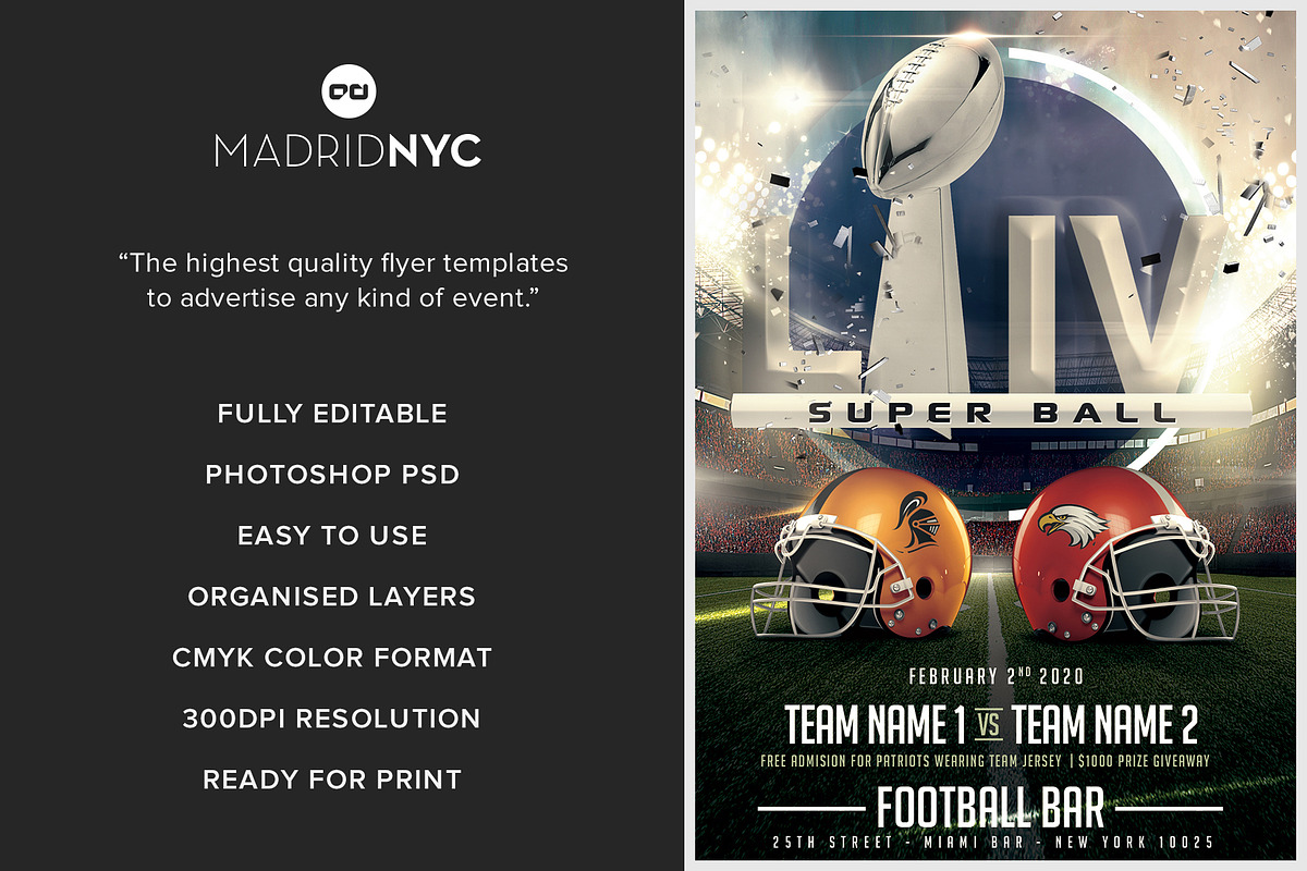 Super Bowl LIV Flyer, a Flyer Template by MadridNYC (Photo 2 of 3)