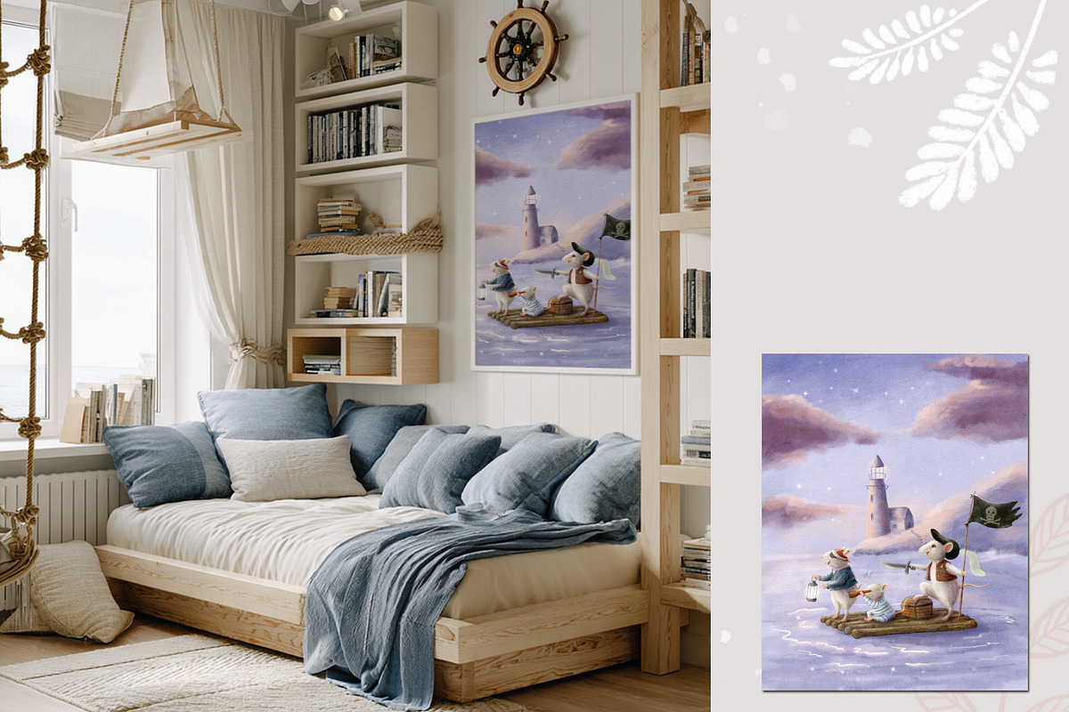 Pirate Mouse Nursery Wall Art, an Animal Illustration by AlenaVlasko stock Market (Photo 2 of 3)