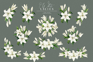 White Lilies Watercolor Set