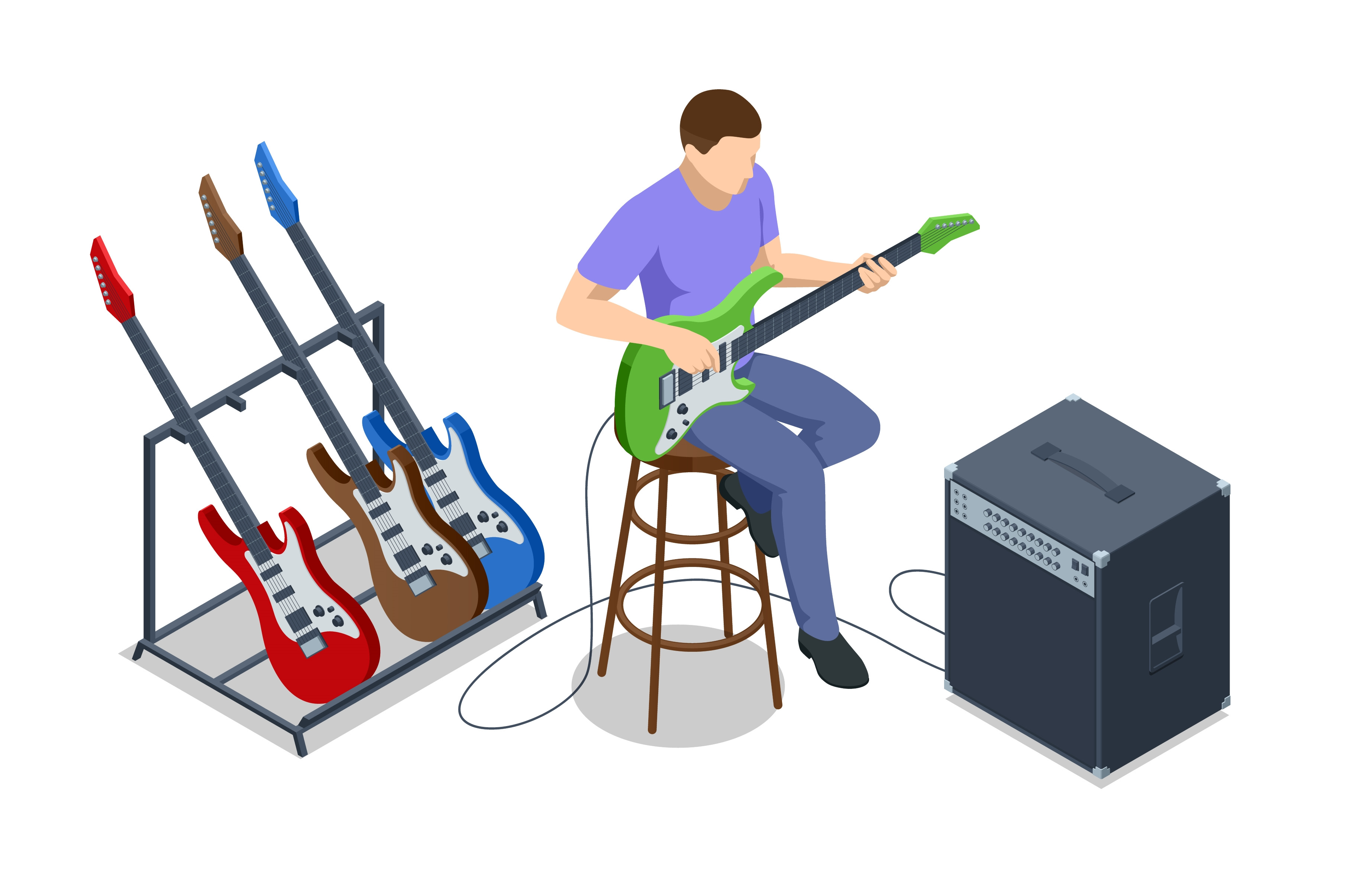 Isometric Realistic Electric Guitar by Golden Sikorka | Creative Market