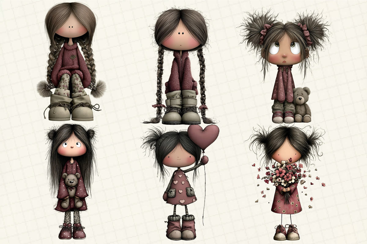 Whimsical Girls Clipart Bundle, an Illustration by DreamCafeArt (Photo 6 of 8)