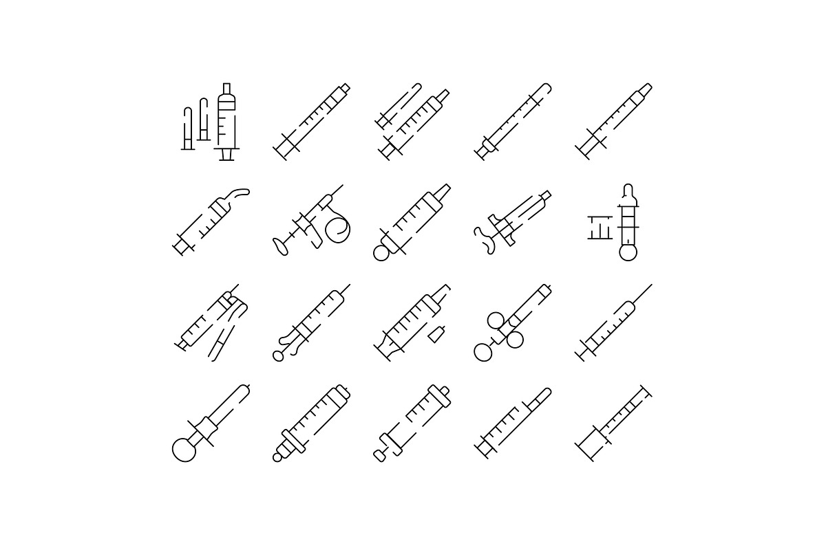 Syringe medical line icons set for, an Object Graphic by pikepicture (Photo 1 of 3)