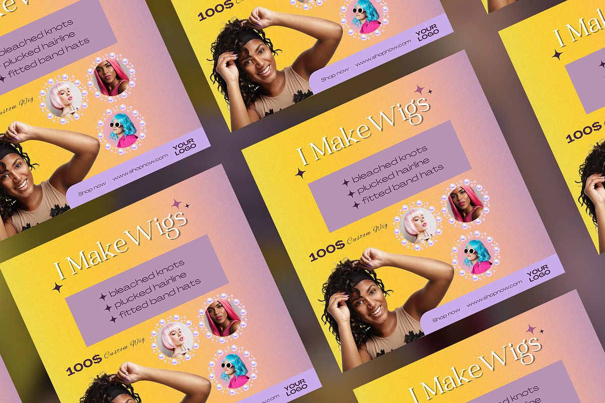 Wig Flyer Social Media Flyer DIY, a Flyer Template by Madhabi Studio (Photo 2 of 3)