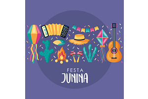festa junina lettering, an Illustration by studiogstock