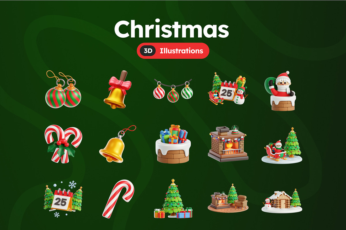 Christmas 3D Icons, an Object 3D Model by Rakata Studio (Photo 7 of 7)