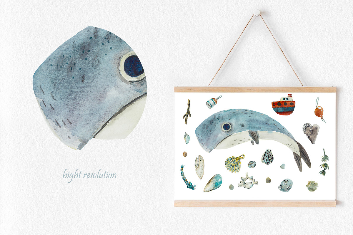 Watercolor SieSide and Whale, an Illustration by Budogoshch (Photo 2 of 8)