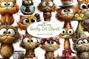 Quirky Cat Clipart PNG, a Seasonal Illustration by CreationArt