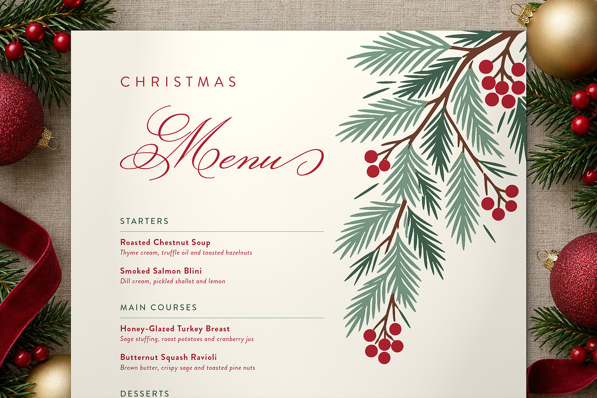 Elegant Christmas Menu Template, a Flyer Template by BrandPacks (Photo 4 of 6)