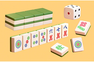 3D Mahjong Tiles Set, an Object Illustration by TotallypicRF