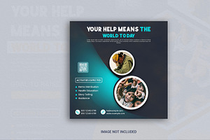 Charity social media post web banner, a Social Media Template by graphics city
