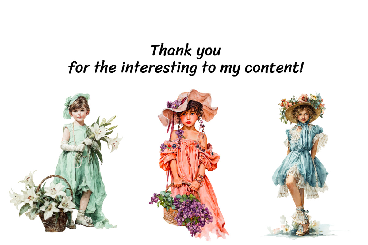 Romantic Vintage Girls Clipart, a Person Illustration by InkyQueenArt (Photo 5 of 5)