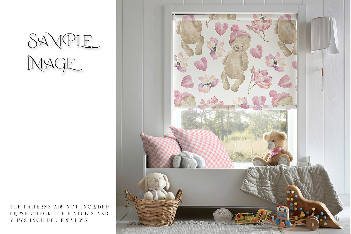Nursery Roll Blinds & Pillow Mockups, a Household Mockup by mock-ups (Photo 11 of 14)