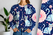 Parisian Cats Background, an Animal Illustration by Sharon Schwalbe (Thumbnail 1 of 5)