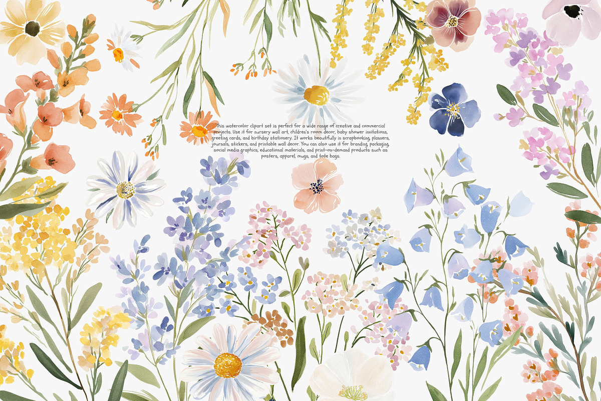 watercolor floral clipart set, a Decorative Illustration by Patishop Art (Photo 4 of 10)