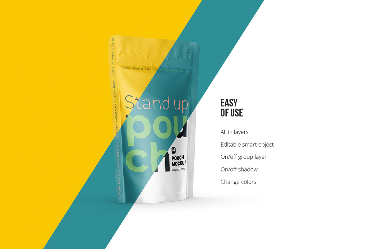 Stand Up Pouch Mockup Half Side view, a Cups & Container Mockup by easymock (Photo 4 of 12)