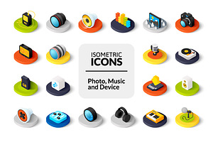 Isometric icons - Photo and Music