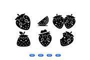 Cute Strawberry Kawaii Clipart, an Illustration by designvectx (Thumbnail 2 of 3)
