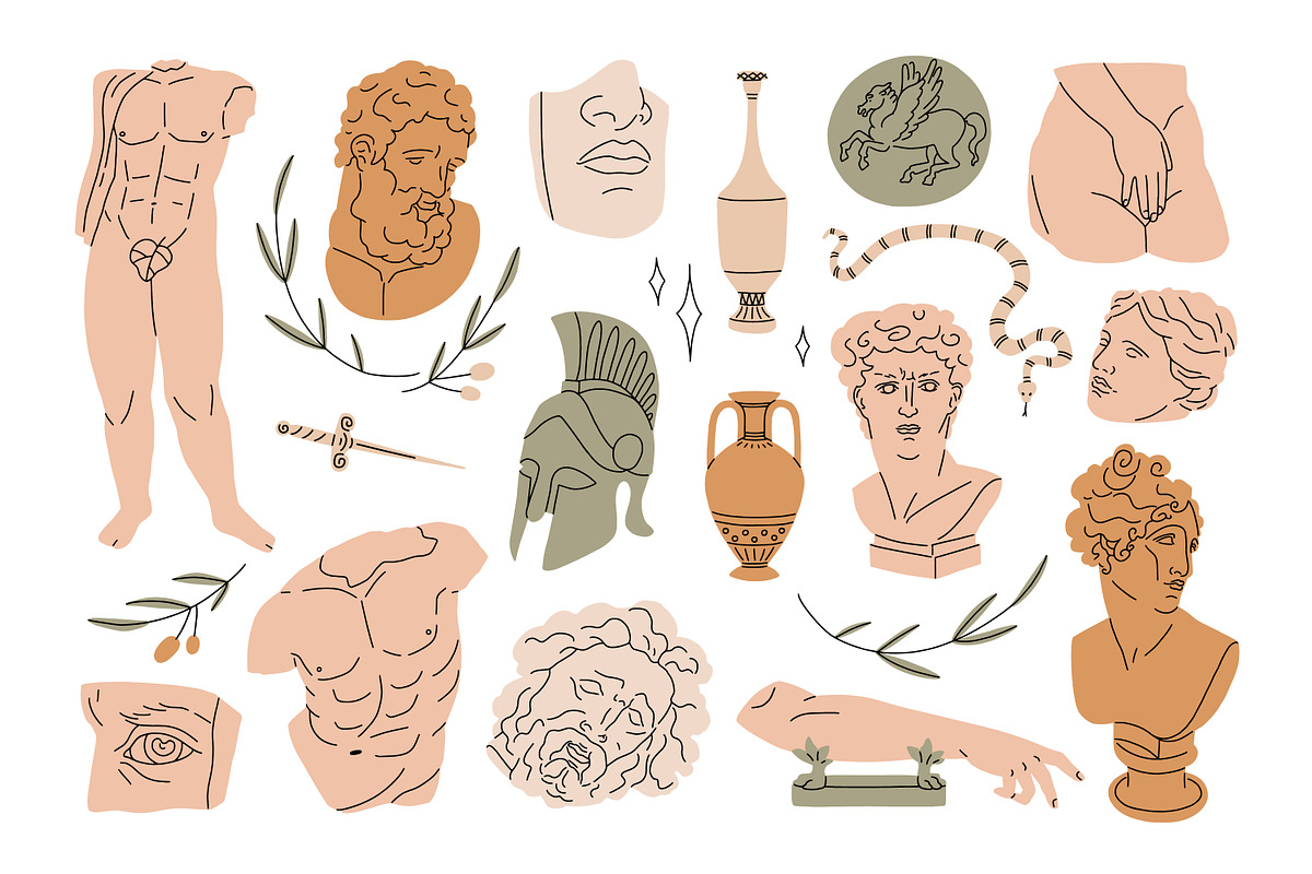 Ancient Greek statues and sculptures, a Decorative Illustration by Good Studio (Photo 2 of 3)