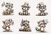 Patriotic Raccoon PNG Clipart, a Seasonal Illustration by CreationArt (Thumbnail 3 of 7)