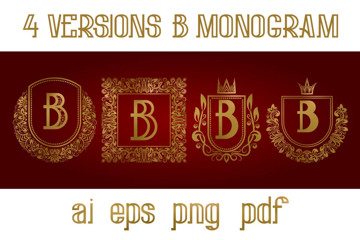 4 versions of B monogram, a Branding & Logo Template by Guten Tag Vector