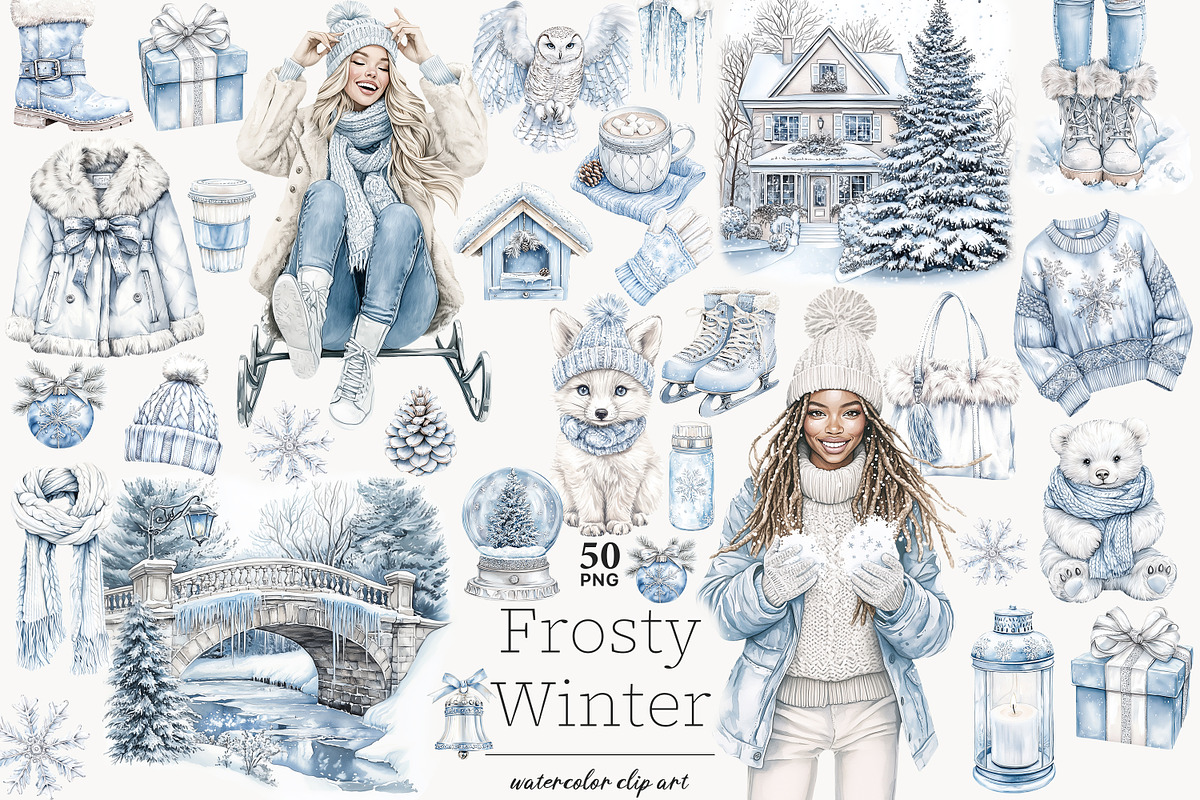 Winter Wonderland Clip Art Bundle, a Person Illustration by GlamArtZhanna (Photo 1 of 8)