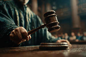 Judge's gavel courtroom justice law, a Photo by Pixeness Studio