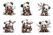 Watercolor spring panda clipart, an Illustration by SinaCreation (Thumbnail 5 of 11)