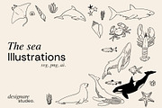 The Sea Minimal Illustrations, a Decorative Illustration by ginni illustrations (Thumbnail 1 of 6)