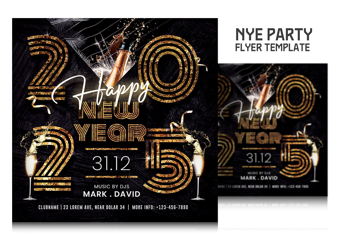 New Year Party Flyer Template, a Flyer Template by Satgur Graphic Design (Photo 1 of 4)