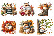 Watercolor Autumn Hamster Clipart, an Illustration by DreamPrint404 (Thumbnail 2 of 6)