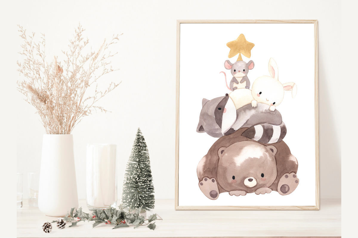 WHIMSICAL CHRISTMAS. Watercolor, an Animal Illustration by OlliArtDesign (Photo 4 of 7)