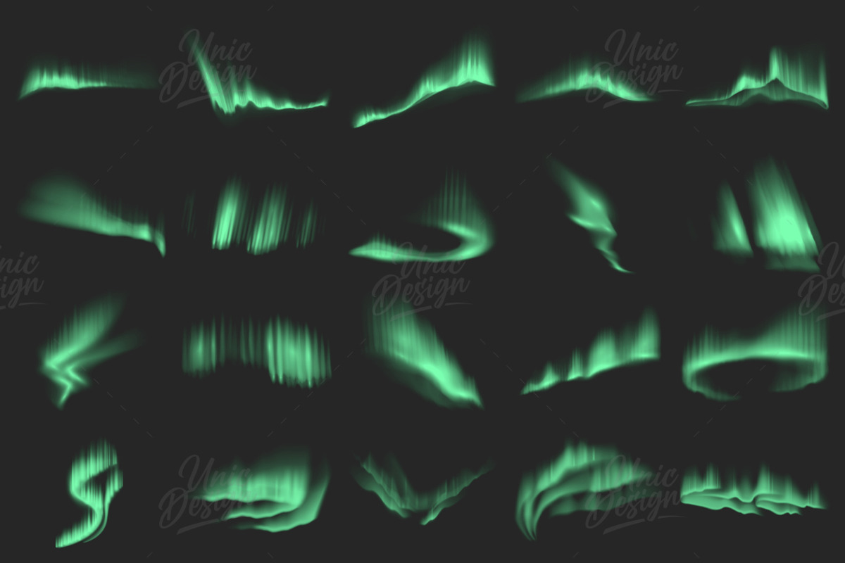 45 Aurora Photoshop Brushes, a Brush Add-On by UnicDesign (Photo 2 of 4)