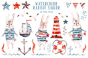 Sea rabbits naive watercolor clipart, an Animal Illustration by UlitkaStudio (Thumbnail 2 of 9)
