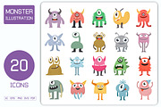 Cute and Funny Monsters Characters, an Illustration by Designfour (Thumbnail 1 of 7)
