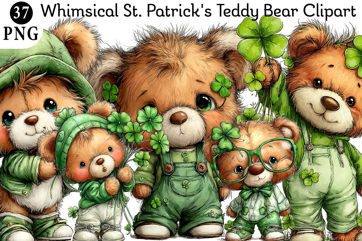 St. Patrick's Teddy Bear Clipart, an Illustration by Daily.Designs (Photo 1 of 8)
