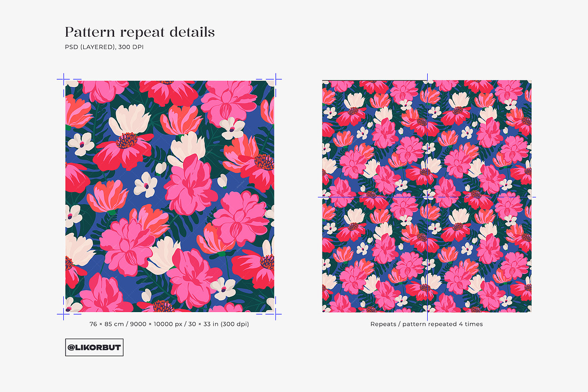 Bold Bloom Naive Floral Pattern, a Pattern Graphic by likorbut (Photo 3 of 12)