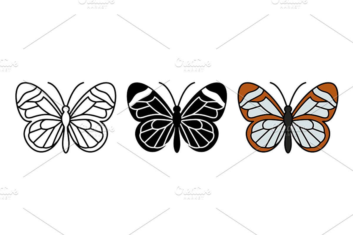 Stylized Butterfly Vector Icon Set, a Solid Icon by Artonix (Photo 2 of 2)
