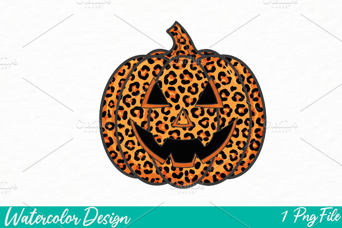 Leopard Print Jack O Lantern png, an Illustration by Watercolor design (Photo 1 of 3)
