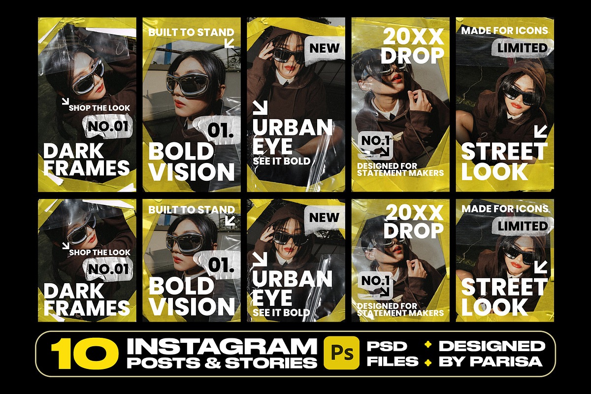 10 Bold Frames Social Media Pack, a Social Media Template by Parisa-Artstudio (Photo 1 of 4)