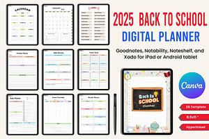 2025 Back To School Digital Planner, a Stationery Template by Designmela01