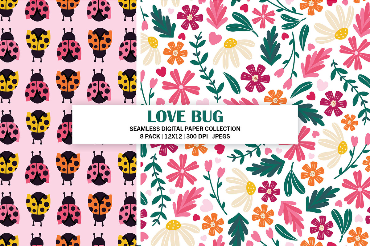 Love Bug Valentine Seamless Patterns, a Pattern Graphic by Alanna Messina Design Co (Photo 4 of 8)